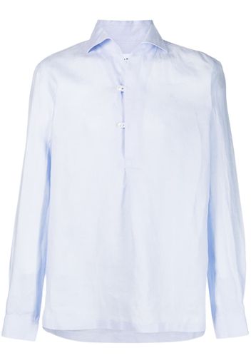 Doppiaa spread-collar linen shirt - Blu