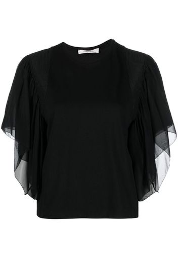 Dorothee Schumacher flutter-sleeve shirred top - Nero