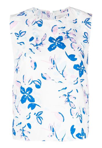 Dorothee Schumacher floral-print cut-out sleeveless blouse - Bianco