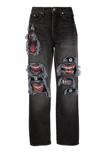 Doublet mid-rise graphic-print jeans - Nero