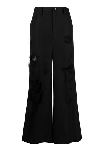 Doublet ripped-detail wool tailored trousers - Nero