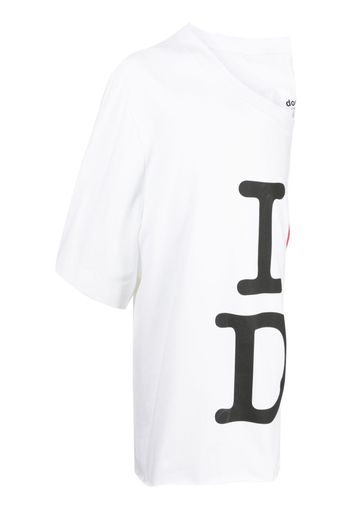 Doublet graphic-print one-shoulder T-shirt - Bianco