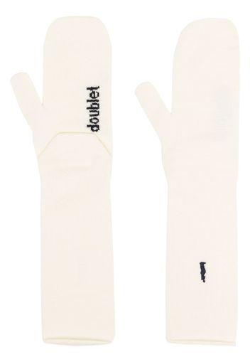 Doublet logo-intarsia knitted mittens - Bianco