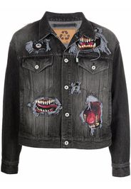 Doublet graphic-print button-up denim jacket - Nero