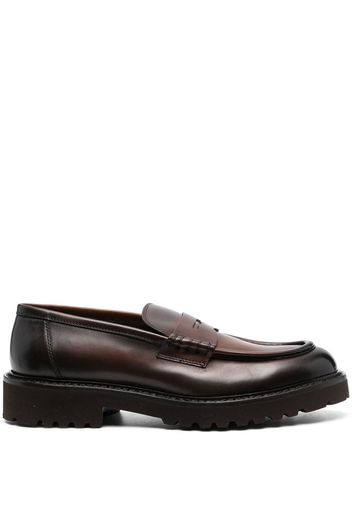 Doucal's almond toe leather loafers - Marrone