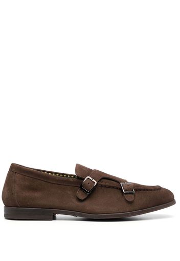 Doucal's buckle-fastening suede monk shoes - Marrone