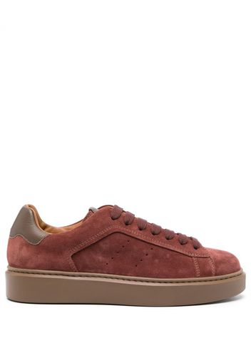 Doucal's lace-up suede sneakers - Rosso