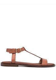Doucal's T-bar leather sandals - Marrone