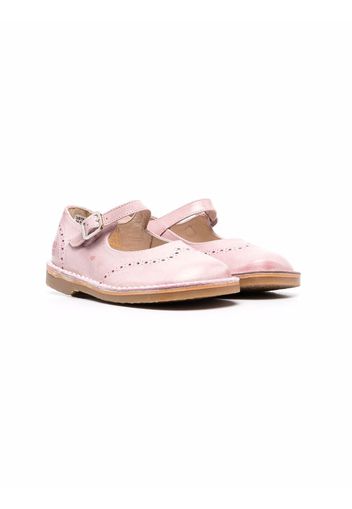 Douuod Kids contrast-stitching leather ballerinas - Rosa