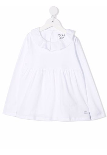 Douuod Kids ruffled long-sleeved blouse - Bianco