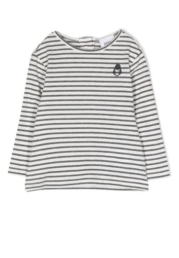 Douuod Kids stripe-print long-sleeved T-shirt - Bianco