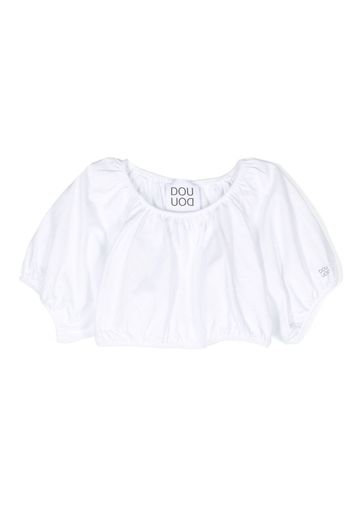 Douuod Kids off-shoulder cropped blouse - Bianco