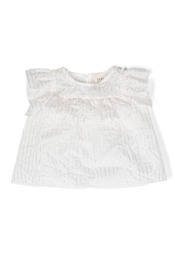 Douuod Kids stripe-detailing short-sleeve blouse - Bianco