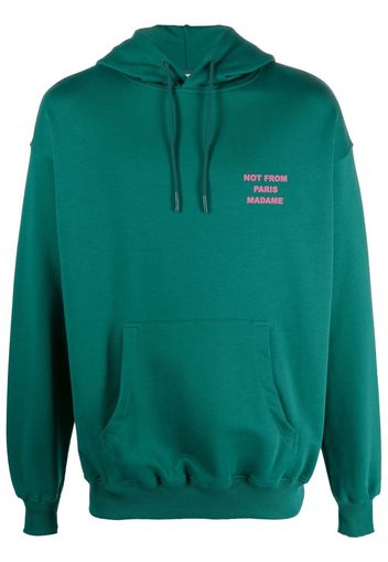 Drôle De Monsieur embroidered-slogan hoodie - Verde