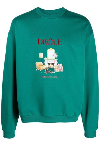 Drôle De Monsieur logo-embroidered sweatshirt - Verde