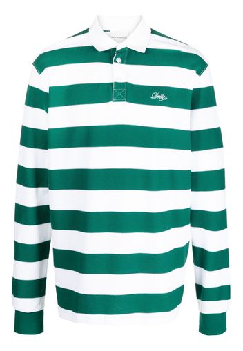 Drôle De Monsieur stripe-print long-sleeved polo shirt - Verde
