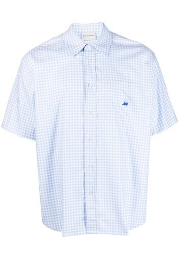 Drôle De Monsieur embroidered-logo check-pattern shirt - Blu