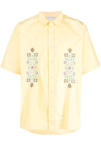 Drôle De Monsieur flower-embroidery cotton shirt - Giallo