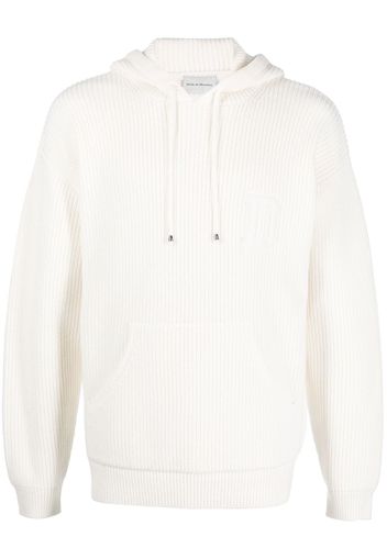 Drôle De Monsieur logo-embroidered waffle-knit hoodie - Bianco