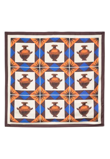 Drôle De Monsieur zalij-pattern silk scarf - Marrone