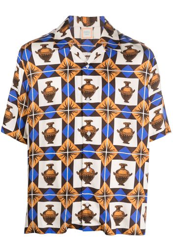 Drôle De Monsieur zalij-pattern camp-collar shirt - Marrone