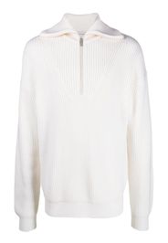 Drôle De Monsieur ribbed zip-front jumper - Bianco