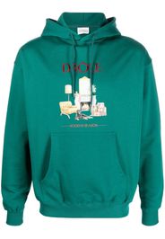 Drôle De Monsieur illustration-print cotton hoodie - Verde