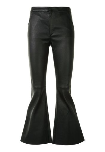 bell-flare leather trousers