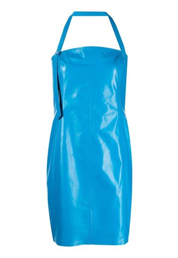 Drome halterneck mini leather dress - Blu