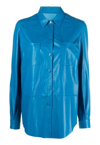 Drome two-pocket leather shirt - Blu