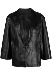 Drome crop-sleeves leather jacket - Nero