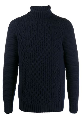 cable-knit roll neck jumper