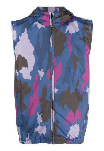 Drumohr abstract-print hooded gilet - Blu