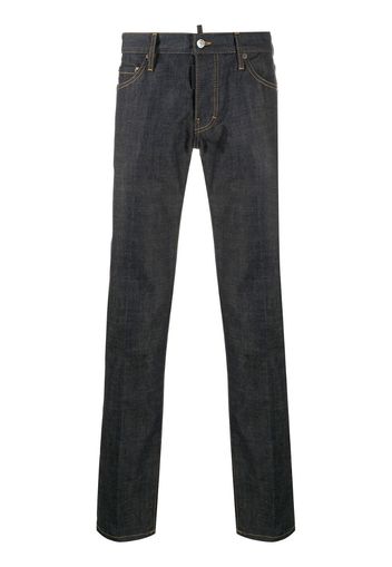 resin-treated slim-fit jeans