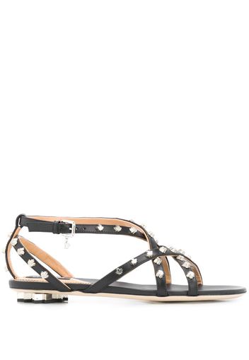 maple leaf studded flat sandals