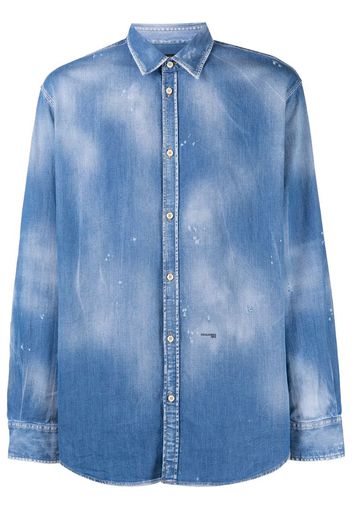 distressed-effect denim shirt