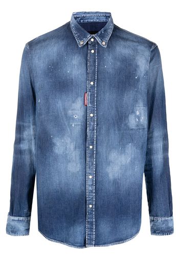 Dsquared2 Camicia denim con effetto vissuto - Blu