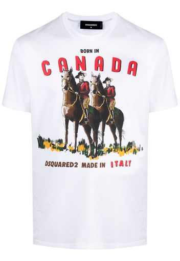 Dsquared2 T-shirt Born In Canada con stampa - Bianco