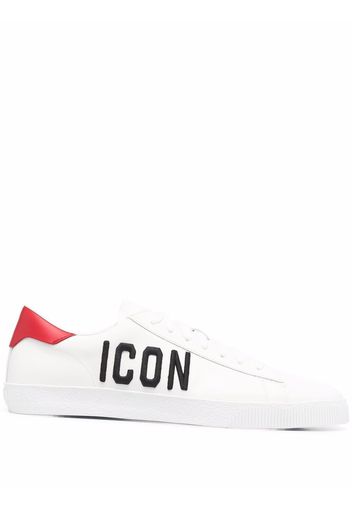 Dsquared2 Icon embroidered leather trainers - Bianco