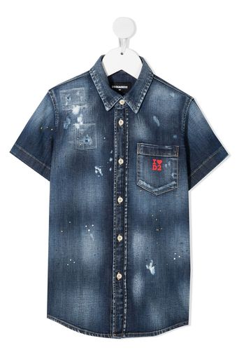 Dsquared2 Kids Camicia denim con effetto vissuto - Blu