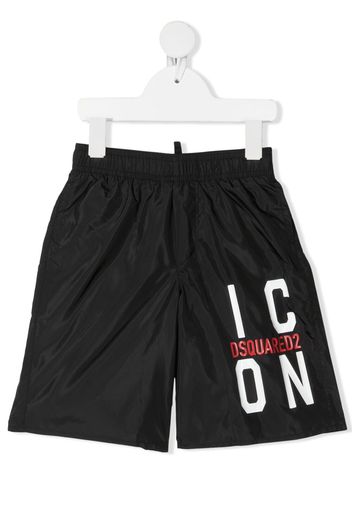 Dsquared2 Kids Costume da bagno con stampa Icon - Nero