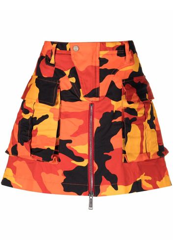 Dsquared2 Gonna svasata con stampa camouflage - Rosso