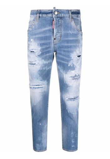 Dsquared2 ripped-detail cropped jeans - Blu