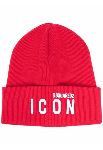 Dsquared2 Icon logo-embroidered knitted beanie - Rosso