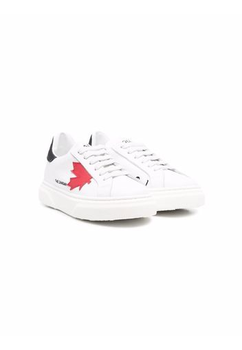 Dsquared2 Kids maple leaf leather sneakers - Bianco