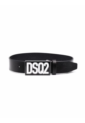 Dsquared2 Kids logo-plaque leather belt - Nero