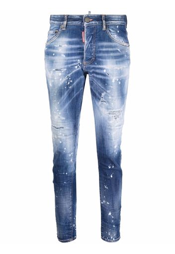 Dsquared2 Jeans crop con lavaggio acido - Blu