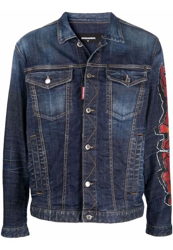 Dsquared2 Giacca denim con stampa - Blu