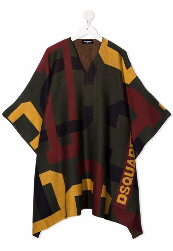 Dsquared2 Kids logo-print poncho - Verde