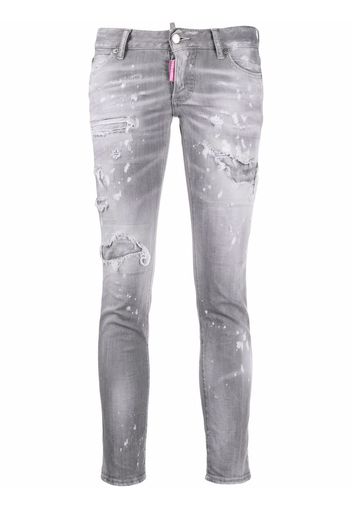 Dsquared2 Jeans crop Jennifer con effetto vissuto - Grigio